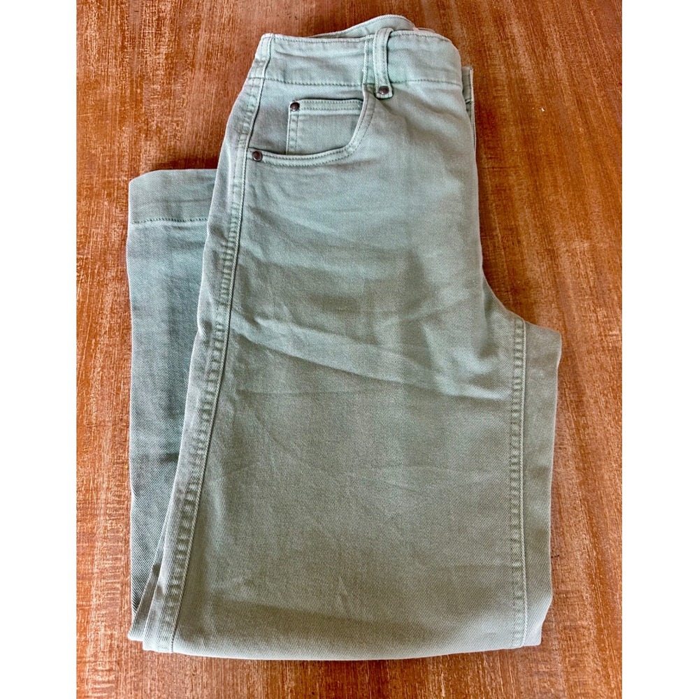 Gap High Rise Wide-Leg Crop Pants Sage Green Button Fly Cinch Back Womens Sz 0